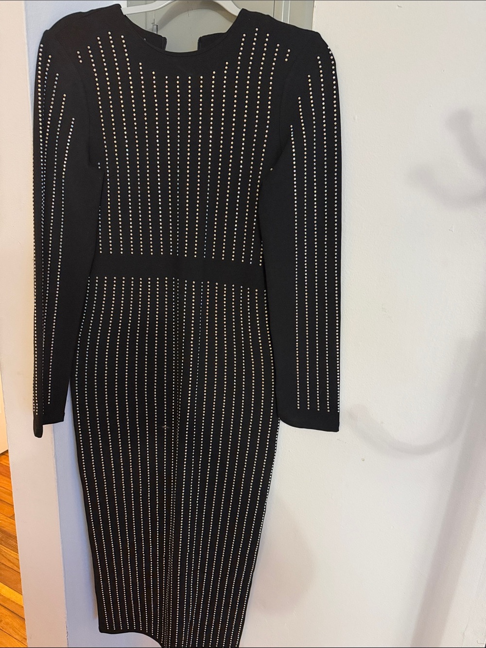 Black Studded Long Sleeve Bodycon Dress - Brand Unspecified